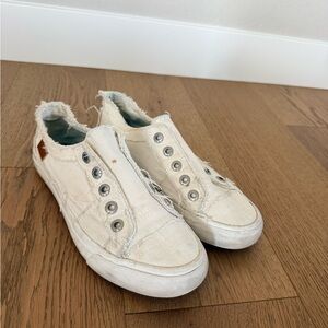 Blowfish White Distressed Slip-On Sneakers